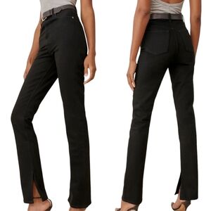 NWT Reformation Jeans 'Liza' Black Ultra High Rise Slit Hem Straight Long Jeans